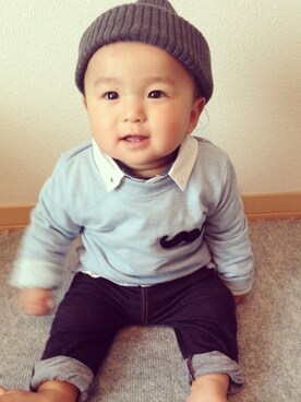 「スウェット×シャツ」｜eriさん（キッズ・70cm）の冬コーディネート