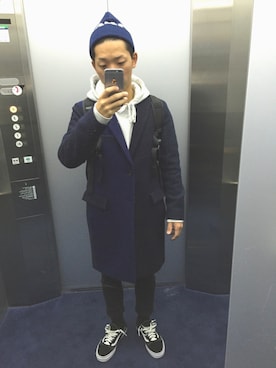 「united arrows」｜「アイテム（チェスターコート）」を使った、yuki minamiさん（メンズ・169cm）の春コーディネート