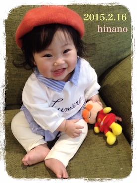 「スウェット×シャツ」｜hinanoさん（キッズ・70cm）の冬コーディネート