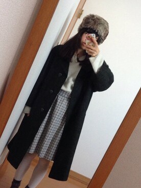 「古着のアイテム（ダウンジャケット/コート、グリーン系）」を使った、noriさん（レディース・149cm）の冬コーディネート
