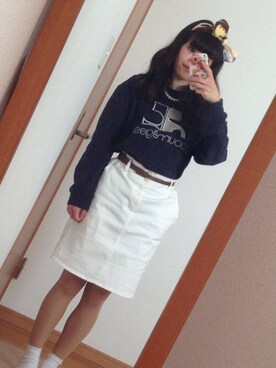「courreges（クレージュ）のアイテム（スウェット、ブラック系）」を使った、noriさん（レディース・149cm）の春コーディネート