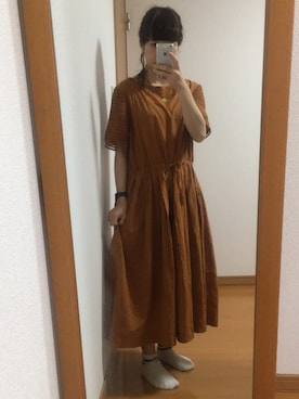 「OUTLET（アウトレット）のアイテム（ワンピース、ブラウン系）」を使った、noriさん（レディース・149cm）の秋コーディネート