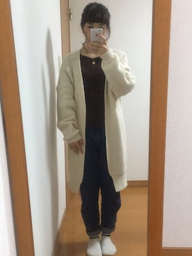 「RETRO GIRL（レトロガール）のアイテム（カーディガン/ボレロ、ホワイト系）」を使った、noriさん（レディース・149cm）の秋コーディネート