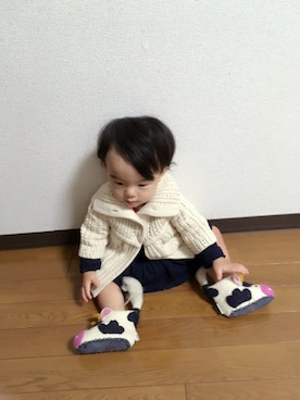 「アイテム（ベビーシューズ/ベビーソックス）」を使った、Kuru☺︎さん（キッズ・70cm）の秋コーディネート