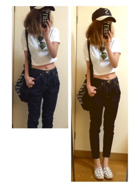「soe（ソーイ）のアイテム（帽子）」を使った、おまゆさん（レディース・156cm）の夏コーディネート