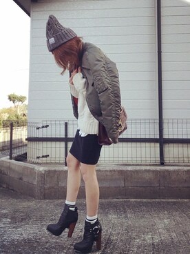 「ヒール×靴下」｜「アイテム（その他）」を使った、おまゆさん（レディース・156cm）の冬コーディネート