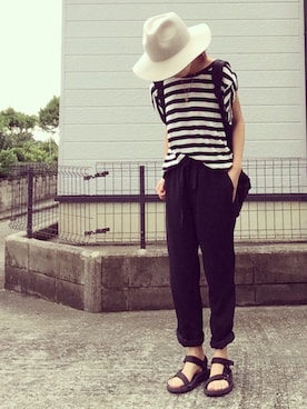 「UNDER BAR RAW．（アンダーバーロウ）のアイテム」を使った、おまゆさん（レディース・156cm）の夏コーディネート