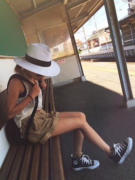 「TODAYFUL（トゥデイフル）のThree-Strandedチェーンリング（リング）」を使った、おまゆさん（レディース・156cm）の夏コーディネート