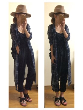 「マキシ」｜「アイテム（帽子）」を使った、おまゆさん（レディース・156cm）の秋コーディネート