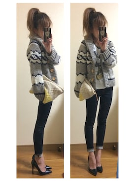 「ミッキーT」｜「アイテム（その他アウター）」を使った、おまゆさん（レディース・156cm）の秋コーディネート