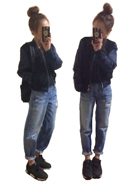 「黒ニット」｜おまゆさん（レディース・156cm）の冬コーディネート