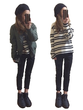 「ヌプシ」｜「アイテム（ハンチング/ベレー帽）」を使った、おまゆさん（レディース・156cm）の冬コーディネート