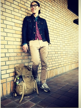 「YEVS（イーブス）のアイテム（ベスト）」を使った、TOMOKI OKAMOTOさん（メンズ・174cm）の秋コーディネート