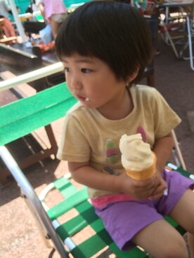 「Smoothy（スムージー）のアイテム」を使った、しゅんりこさん（メンズ・100cm）の夏コーディネート