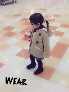 「襟付きトップス」｜「アイテム（ダッフルコート）」を使った、reina ☻ shinさん（キッズ・100cm）の冬コーディネート