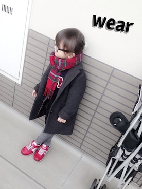 「アイテム（チェスターコート）」を使った、reina ☻ shinさん（キッズ・100cm）の冬コーディネート