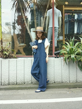「UNUSED」｜「アイテム（オールインワン・サロペット）」を使った、rumi yamaneさん（レディース・162cm）の春コーディネート