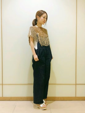 「UNUSED」｜「アイテム（オールインワン・サロペット）」を使った、rumi yamaneさん（レディース・162cm）の夏コーディネート