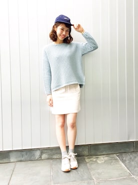「ブルー x ホワイト」｜かとまりさん（レディース・165cm）の冬コーディネート