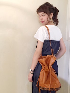「70's」｜「アイテム（オールインワン・サロペット）」を使った、かとまりさん（レディース・165cm）の夏コーディネート