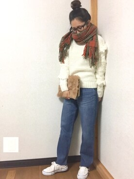 「present（プレゼント）のアイテム（バッグ）」を使った、YUKAKO.❥さん（レディース・155cm）の秋コーディネート