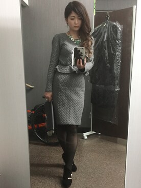 「アイテム（ドレス、グレー系）」を使った、Yuu Sakamotoさん（レディース・163cm）の秋コーディネート