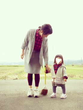 「スウェットスカート」｜「アイテム（ノーカラージャケット）」を使った、i K U ＊さん（レディース・166cm）の秋コーディネート