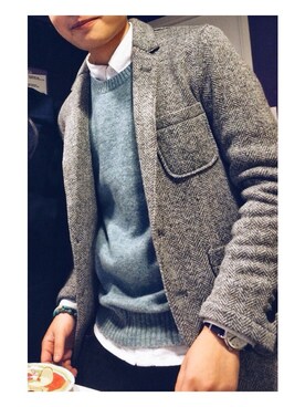 「blue」｜「アイテム（ブルゾン）」を使った、Choilokyeeさん（メンズ・165cm）の冬コーディネート
