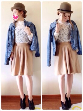 「キュロット」｜「アイテム（デニムジャケット）」を使った、yukkythさん（レディース・161cm）の秋コーディネート