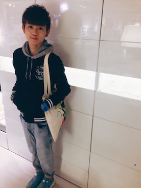 「:CHOCOOLATEのアイテム（ジャケット/アウター）」を使った、Maddox Wongさん（メンズ・173cm）の冬コーディネート