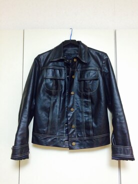 「ステッチ」｜「アイテム（ライダースジャケット）」を使った、帆希さん（レディース・155cm）の冬コーディネート