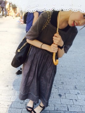 「tricot COMME des GARCONS（トリココムデギャルソン）のアイテム（サンダル）」を使った、帆希さん（レディース・155cm）の夏コーディネート