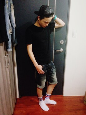 「ADLIB（アドリブ）のアイテム（アクセサリー）」を使った、李謙奇さん（メンズ・170cm）の夏コーディネート