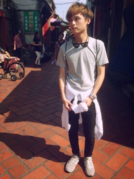 「ADLIB（アドリブ）のアイテム（アクセサリー）」を使った、李謙奇さん（メンズ・170cm）の夏コーディネート
