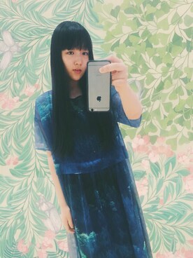 「U AREのアイテム（ワンピース、ブルー系）」を使った、Rakuさん（レディース）の夏コーディネート