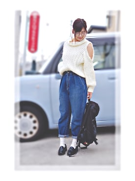 「マムジーンズ」｜M⃝I⃝S⃝U⃝Z⃝U⃝さん（レディース・158cm）の冬コーディネート