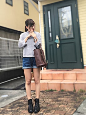 「SNIDEL（スナイデル）のアイテム（バックパック/リュック）」を使った、M⃝I⃝S⃝U⃝Z⃝U⃝さん（レディース・158cm）の秋コーディネート