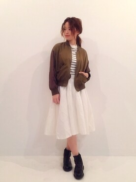 「アイテム（MA-1）」を使った、やのあんなさん（レディース・156cm・20代）の春コーディネート