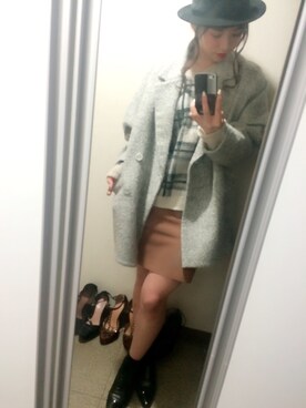 「AVAN LILY（アヴァンリリィ）のアイテム（その他アウター）」を使った、藤田彩希さん（レディース・158cm）の冬コーディネート