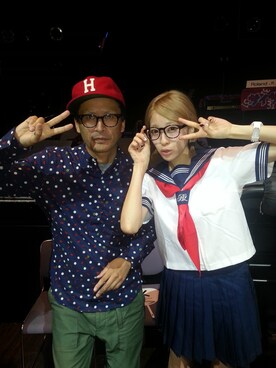 「GitmanVintage のアイテム（シャツ/ブラウス、ブルー系）」を使った、森 正彦さん（メンズ・174cm）の秋コーディネート
