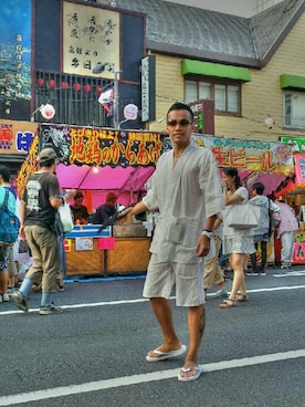 「祭り」｜「アイテム（アナログ腕時計）」を使った、LEOさん（メンズ・173cm）の夏コーディネート