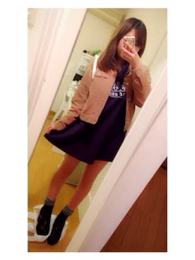 「nice claup」｜「アイテム（デニムジャケット）」を使った、あみごんさん（レディース・155cm）の秋コーディネート