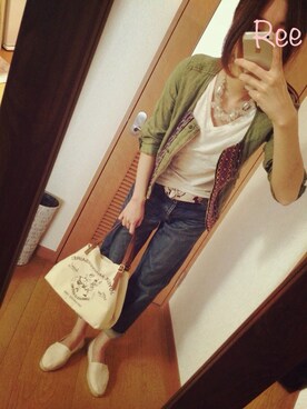 「A.P.C.」｜「アイテム（ノーカラージャケット）」を使った、ree✄さん（レディース・165cm）の春コーディネート
