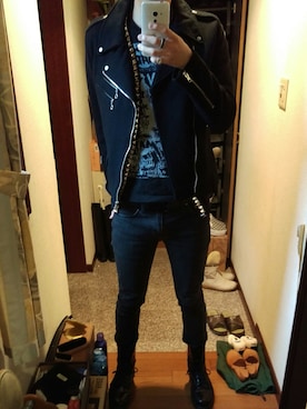 「BLK DNM（ブラックデニム）のアイテム（パンツ）」を使った、jpさん（メンズ・179cm）の秋コーディネート