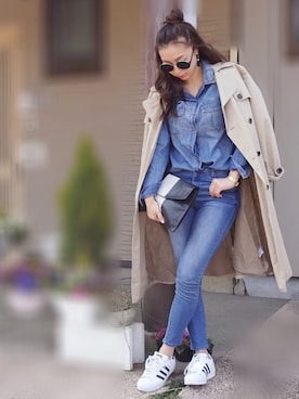 「ZARA（ザラ）のアイテム（クラッチバッグ、ブラック系）」を使った、MAIさん（レディース・162cm）の春コーディネート