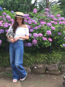 「URBAN RESEARCH（アーバンリサーチ）のアイテム（デニムパンツ、ブルー系）」を使った、MAIさん（レディース・162cm）の夏コーディネート