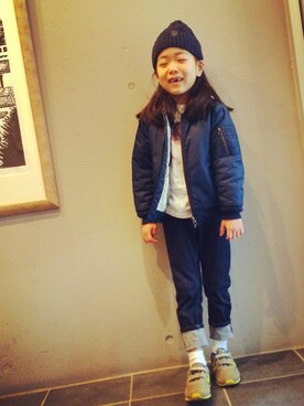 「B:MING by BEAMS（ビーミングバイビームス）のアイテム（ブルゾン、その他）」を使った、こころさん（キッズ・125cm）の冬コーディネート