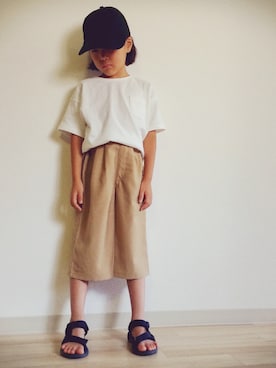 「キャップ部サンダルコーデ」｜こころさん（キッズ・110cm）の夏コーディネート