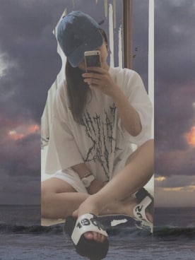 「Faith（-）のアイテム（Tシャツ/カットソー）」を使った、miyuさん（レディース・154cm）の夏コーディネート
