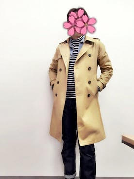 「ジージャン」｜「アイテム（トレンチコート）」を使った、Yassyさん（メンズ・173cm）の春コーディネート